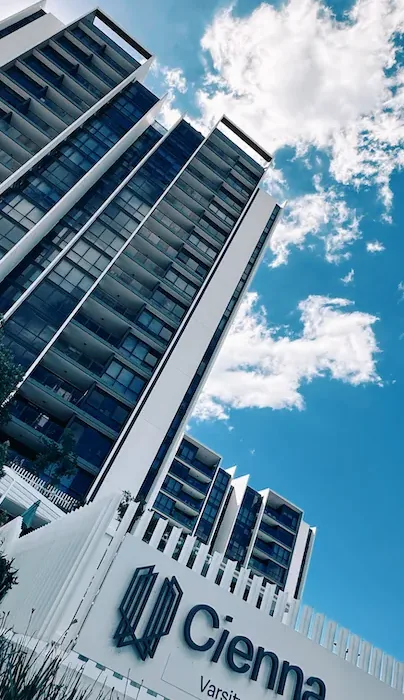 Cienna Varsity Ridge tower against a blue sky